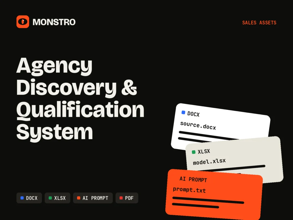 Agency Discovery & Qualification System: MONSTRO asset cover showing its file formats