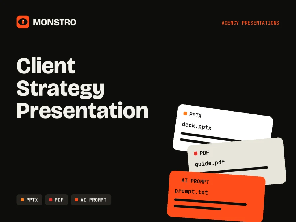 Client Strategy Presentation: MONSTRO asset cover showing its file formats