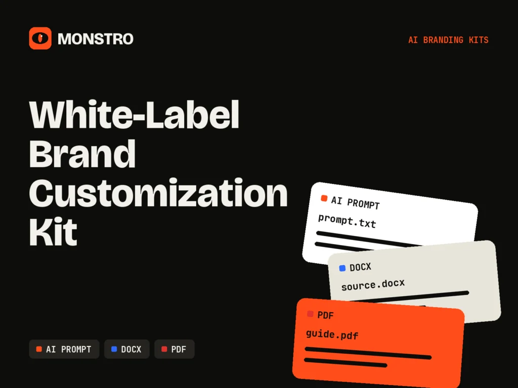 White-Label Brand Customization Kit: MONSTRO asset cover showing its file formats